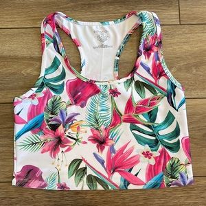 Floral Sports Bra, Size Large. Extra length.